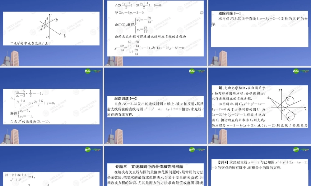 高中数学 第四章(圆与方程)章末复习课件 新人教A版必修2 课件