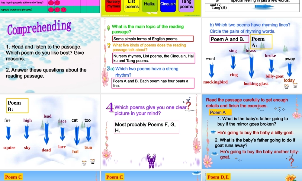 高二英语Unit2 Poems Reading课件