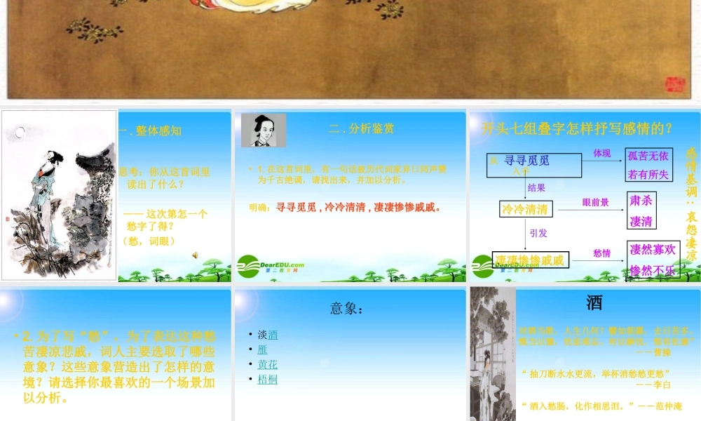 高中语文：(声声慢)课件(2)(语文版必修3) 课件