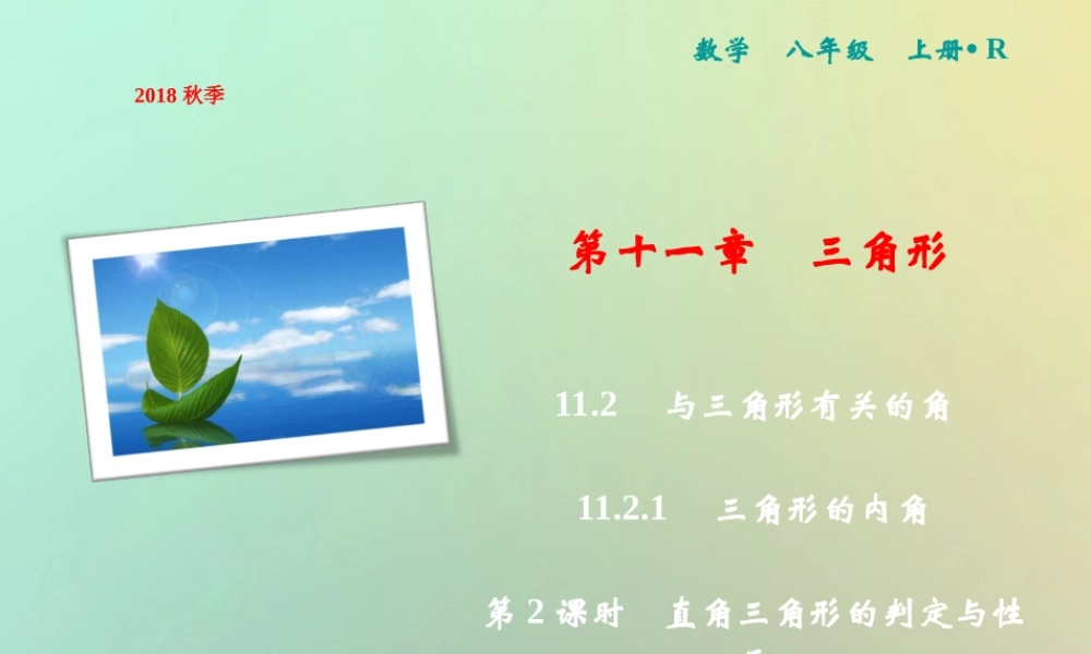秋八年级数学上册 第11章 三角形 11.2 与三角形有关的角 11.2.1 三角形的内角 第2课时 直角三角形的判定与性质课件 (新版)新人教版 课件