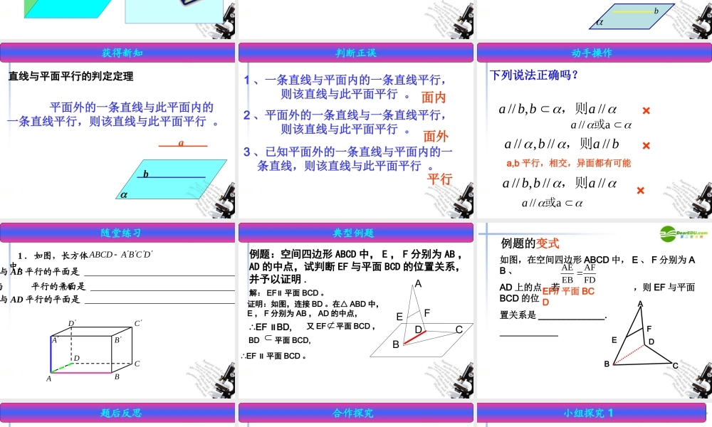 高中数学 (线面平行)课件 新人教A版必修1 课件