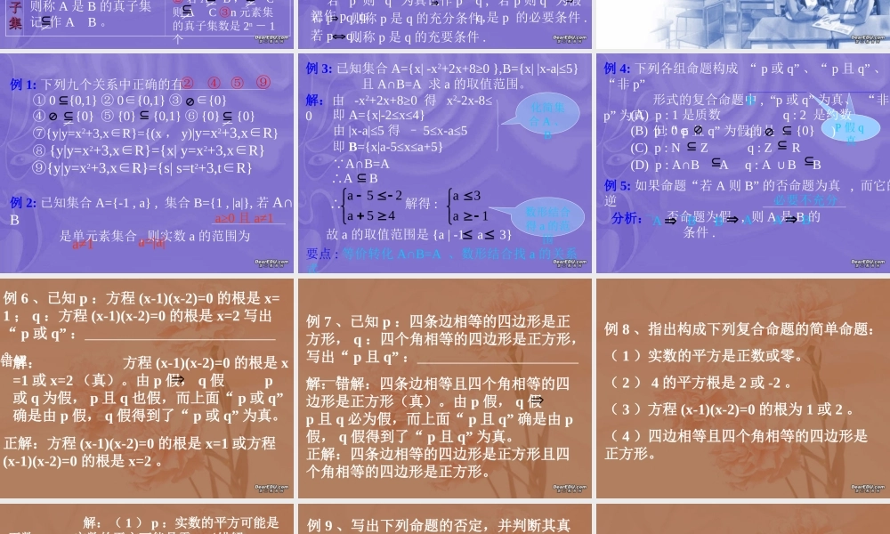 集合与简易逻辑 高三数学上学期期中考试复习课件集 人教版 高三数学上学期期中考试复习课件集 人教版