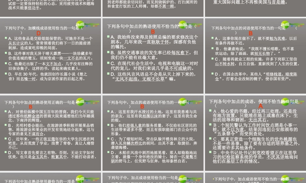 高考语文一轮复习 正确使用成语与熟语课件