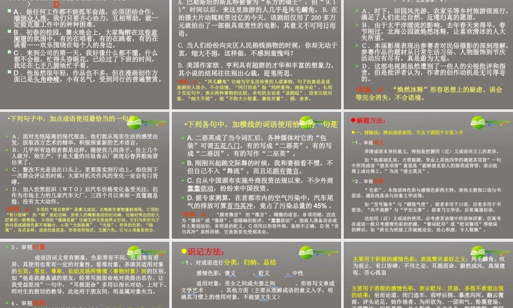 高考语文一轮复习 正确使用成语与熟语课件