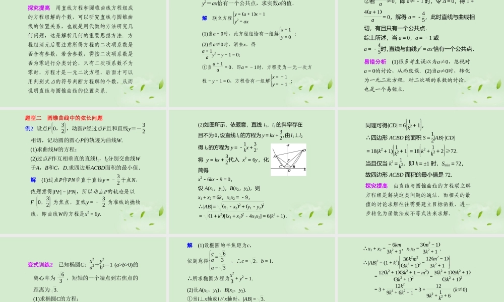 高三数学一轮复习(专题四 直线与圆锥曲线)课件