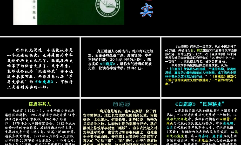 高中语文(白鹿原)课件 新人教版选修中国小说欣赏 课件