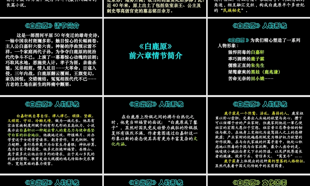 高中语文(白鹿原)课件 新人教版选修中国小说欣赏 课件