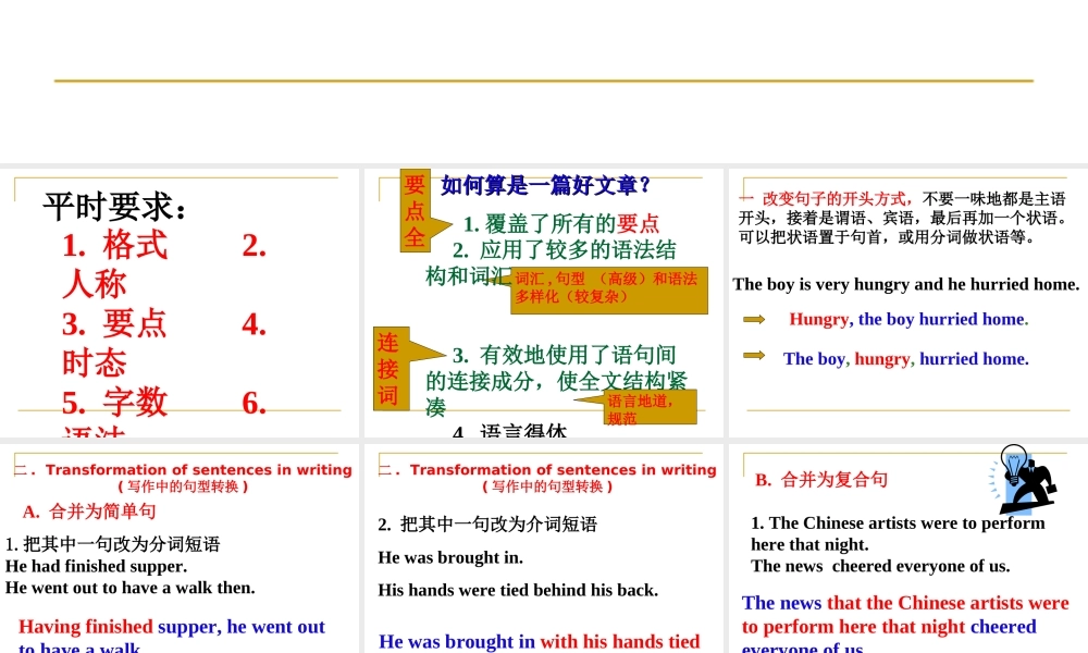 高考英语书面表达冲刺复习课件