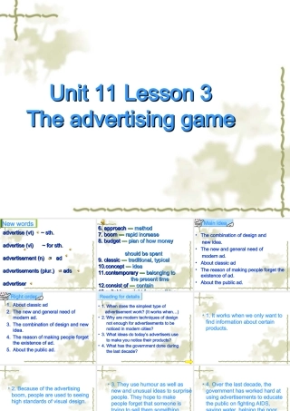 高二英语：unit11 lesson3 the advertising game课件北师大版 课件