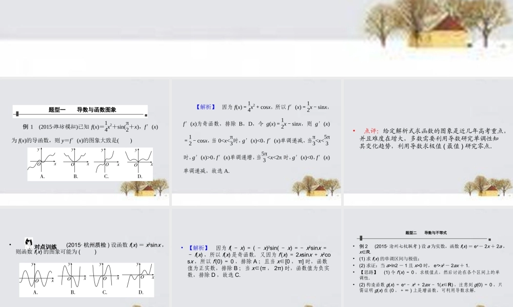 高考数学 常见题型 导数的综合运用课件