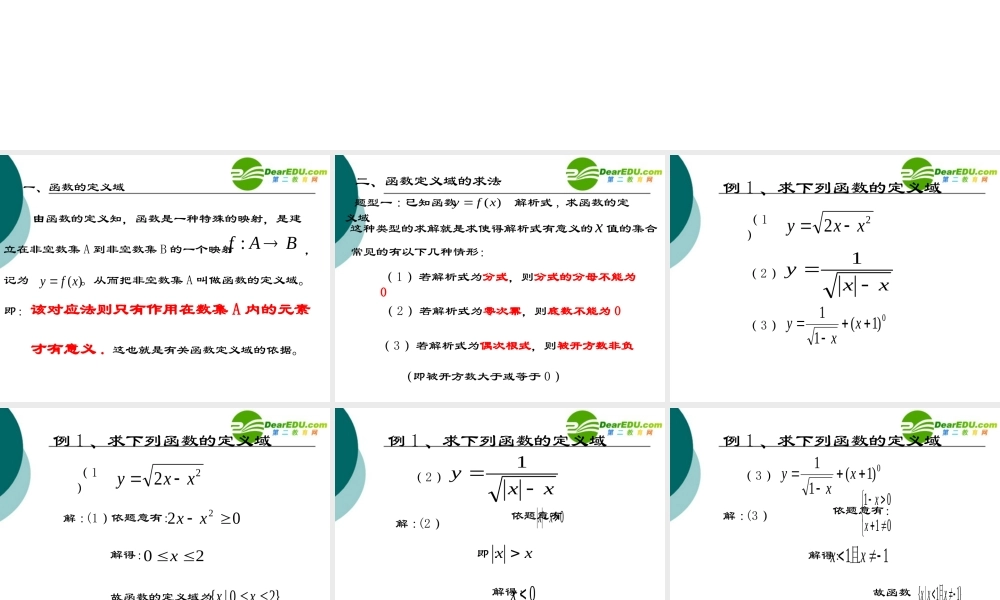 高一数学(函数的定义域)课件 新人教A版必修1 课件