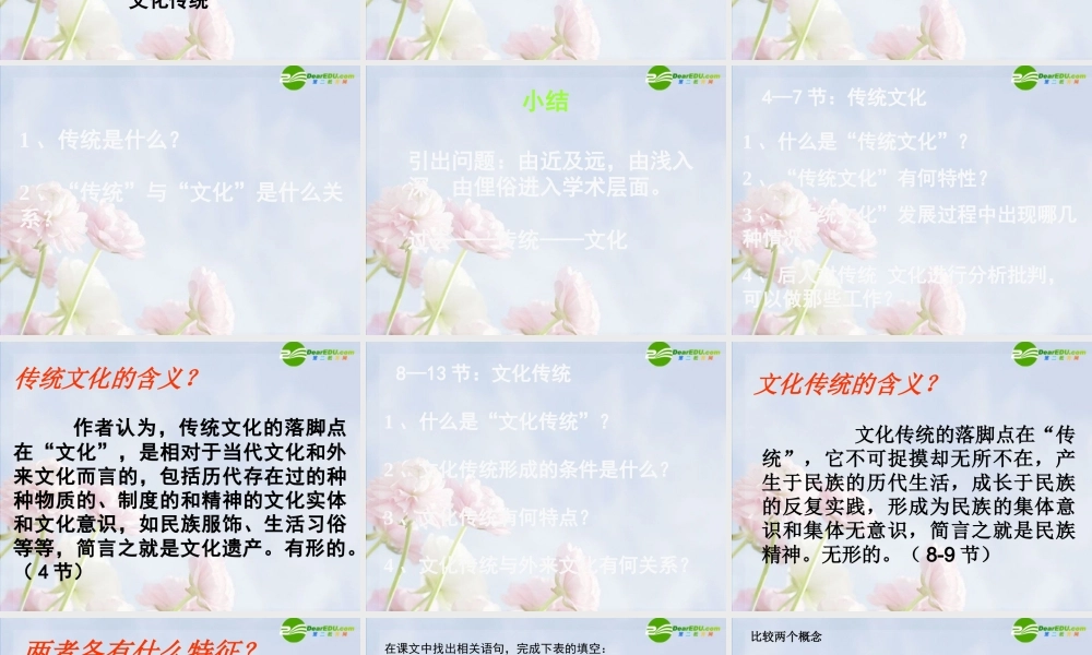 高中语文：311(传统文化与文化传统)课件(6)苏教版必修3 课件