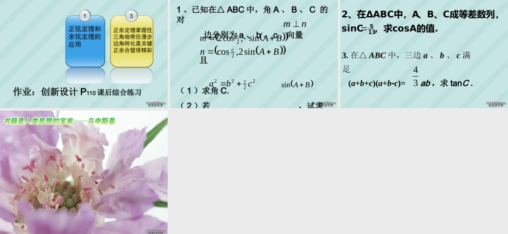 高考数学正余弦定理的应用课件