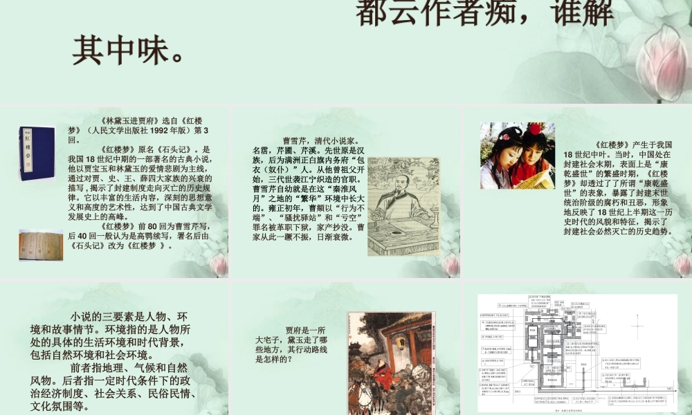 高一语文(林黛玉进贾府)课件 新人教版 课件