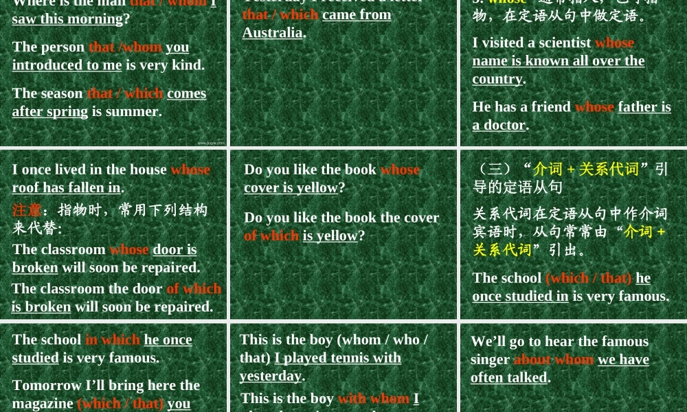 高考英语语法复习 定语从句课件