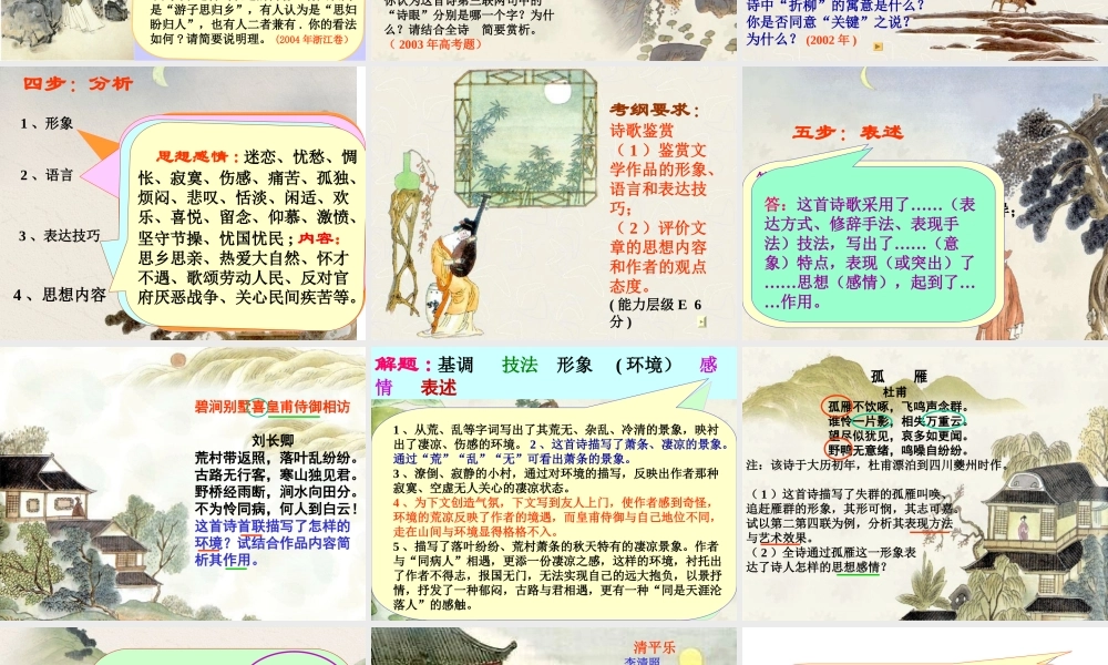 高考语文复习诗歌鉴赏五步法课件