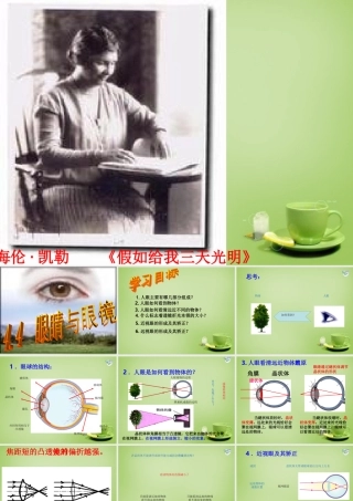 秋八年级物理上册 4.4 眼睛和眼镜课件 鲁教版 课件
