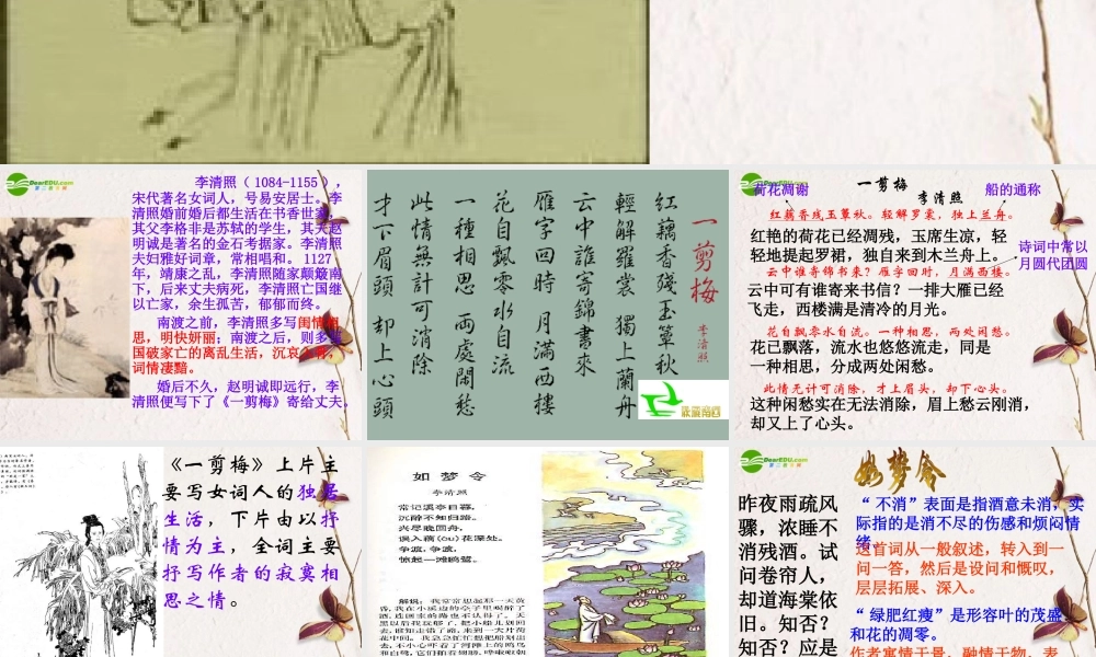 高中语文(声声慢)课件 新人教版必修4