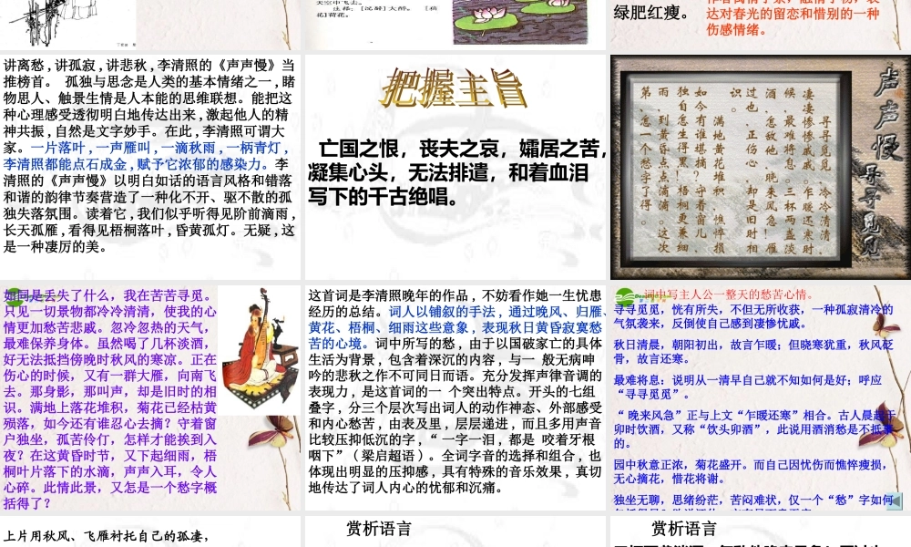 高中语文(声声慢)课件 新人教版必修4
