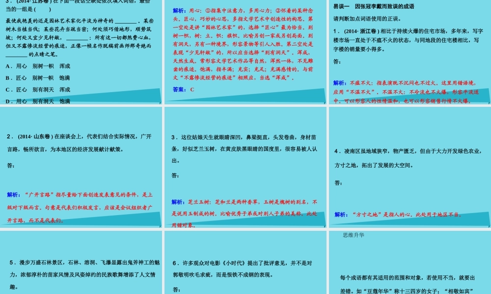 高考语文一轮复习第一部分语言文字运用专题一正确使用词语包括熟语课件