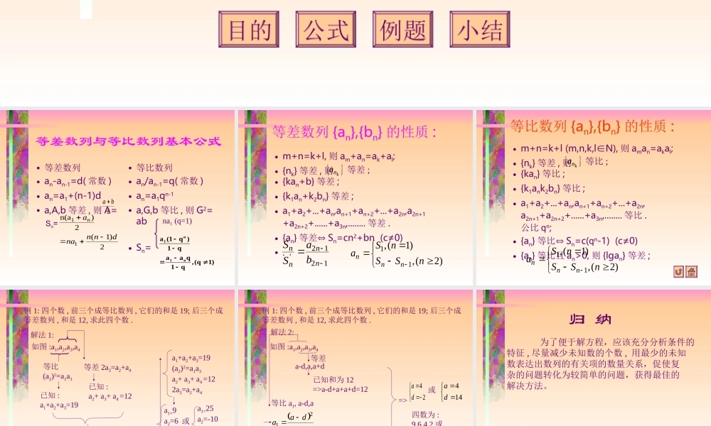 高一数学等差数列与等比数列 新课标 课件