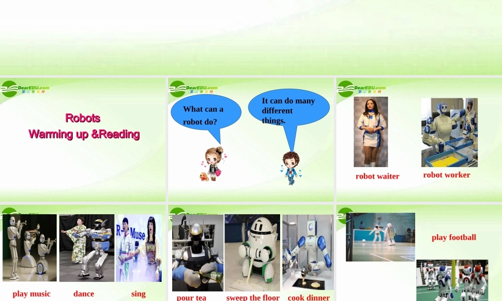 高中英语 Unit 2 Robots-Warming up & Reading课件 新人教版选修7 课件