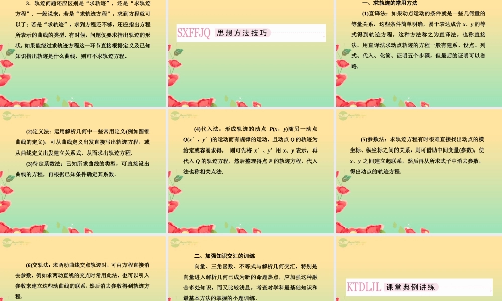 高考数学总复习 8-8 曲线与方程(理)课件 新人教B版 课件