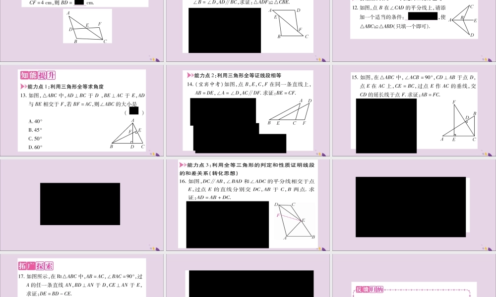 秋八年级数学上册 第14章 全等三角形 14.2 三角形全等的判定 14.2.4 其他判定两个三角形全等的条件习题课件 (新版)沪科版 课件