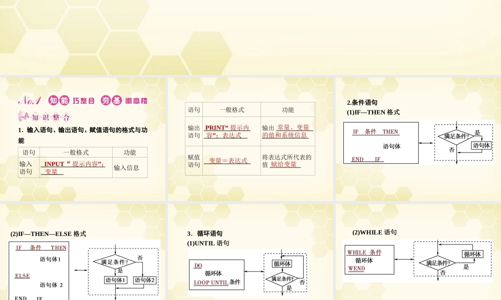 高三数学一轮复习 第九章 第2课时 基本算法语句、算法案例与框图课件 文 新人教A版 课件