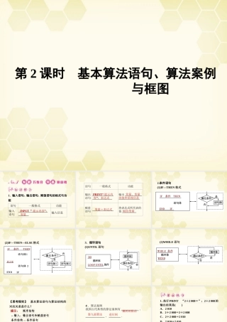 高三数学一轮复习 第九章 第2课时 基本算法语句、算法案例与框图课件 文 新人教A版 课件