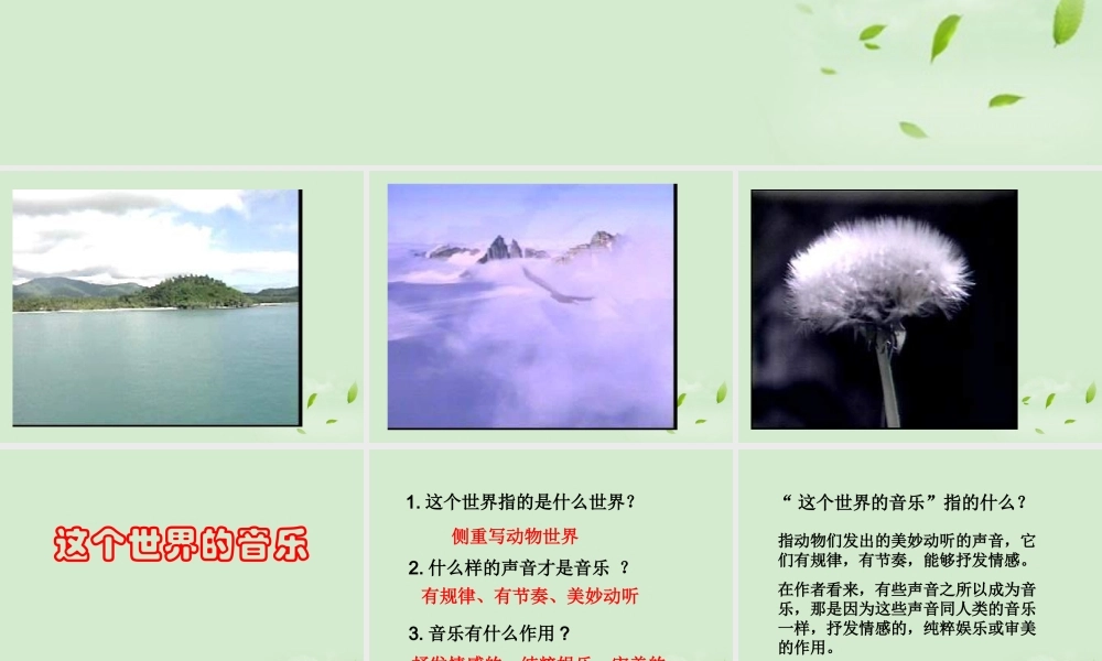 高中语文 第7课(这个世界的音乐)课件 粤教版必修3 课件