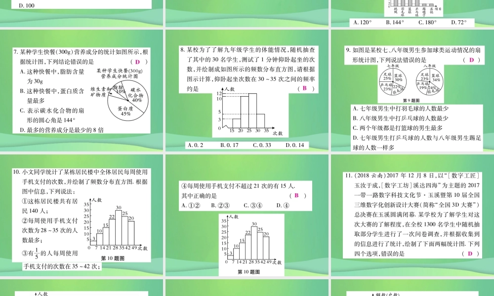 秋七年级数学上册 第六章(数据的收集与整理)单元检测卷课件1 (新版)北师大版 课件
