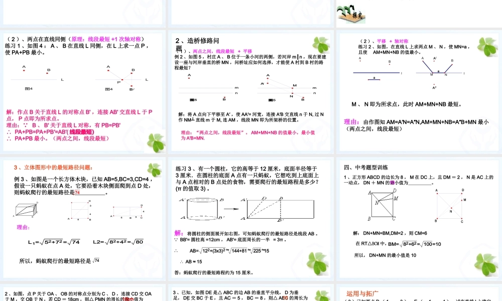 中考复习专题：最短路径问题
