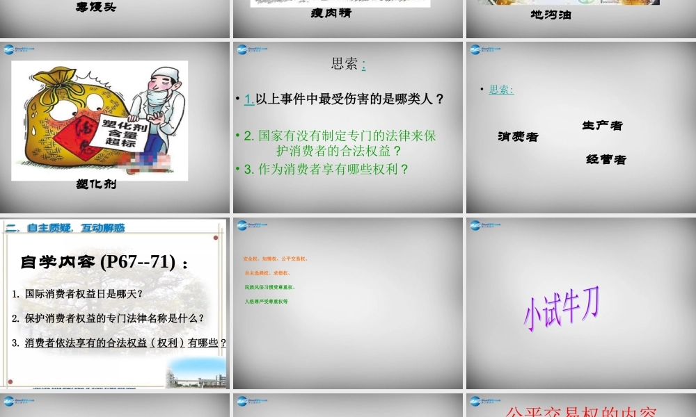 江苏省兴化市文昌实验学校八年级政治下册 16.1 消费者依法享有的合法权益课件 苏教版 课件