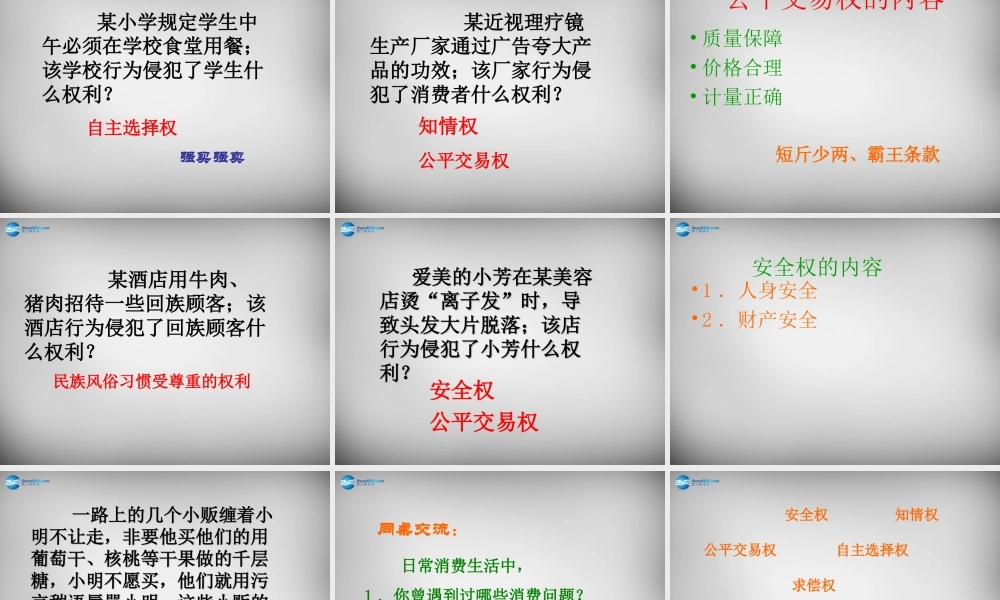 江苏省兴化市文昌实验学校八年级政治下册 16.1 消费者依法享有的合法权益课件 苏教版 课件