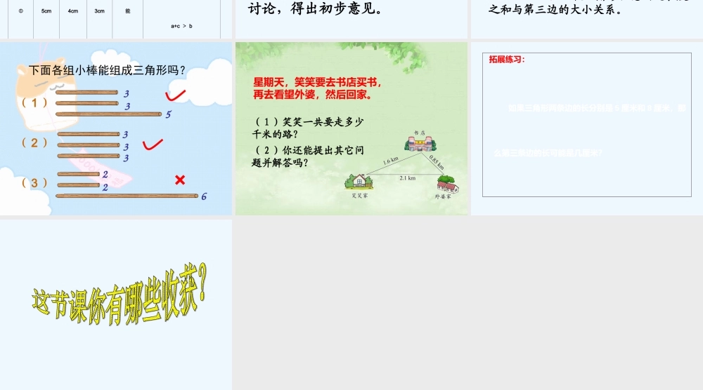 小学数学北师大2011课标版四年级《三角形边的关系》课件