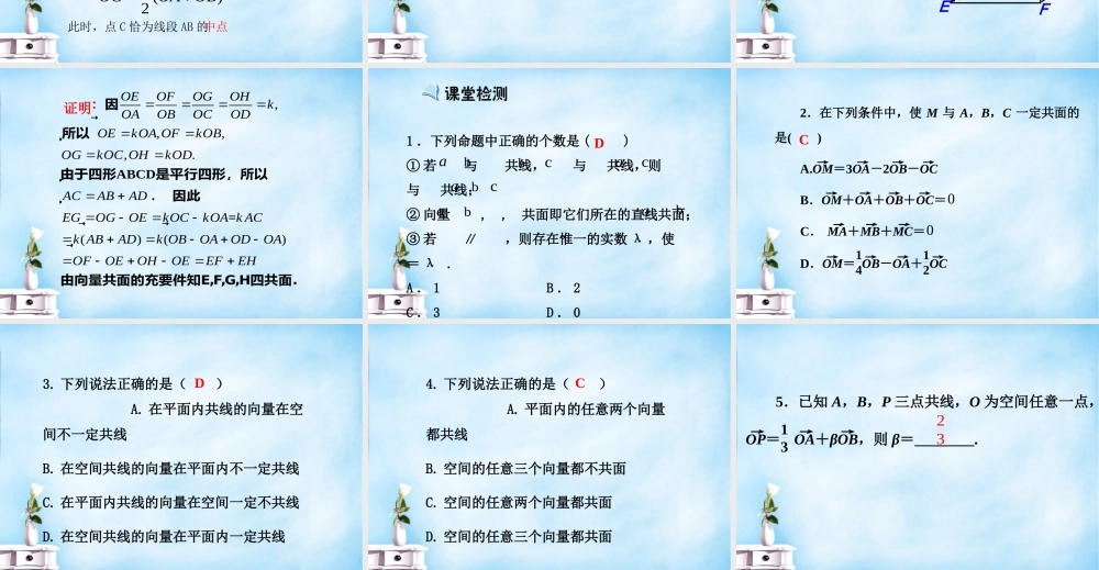 高中数学 3.1空间向量及其运算(第2课时)课件 新人教A版选修2 1 课件