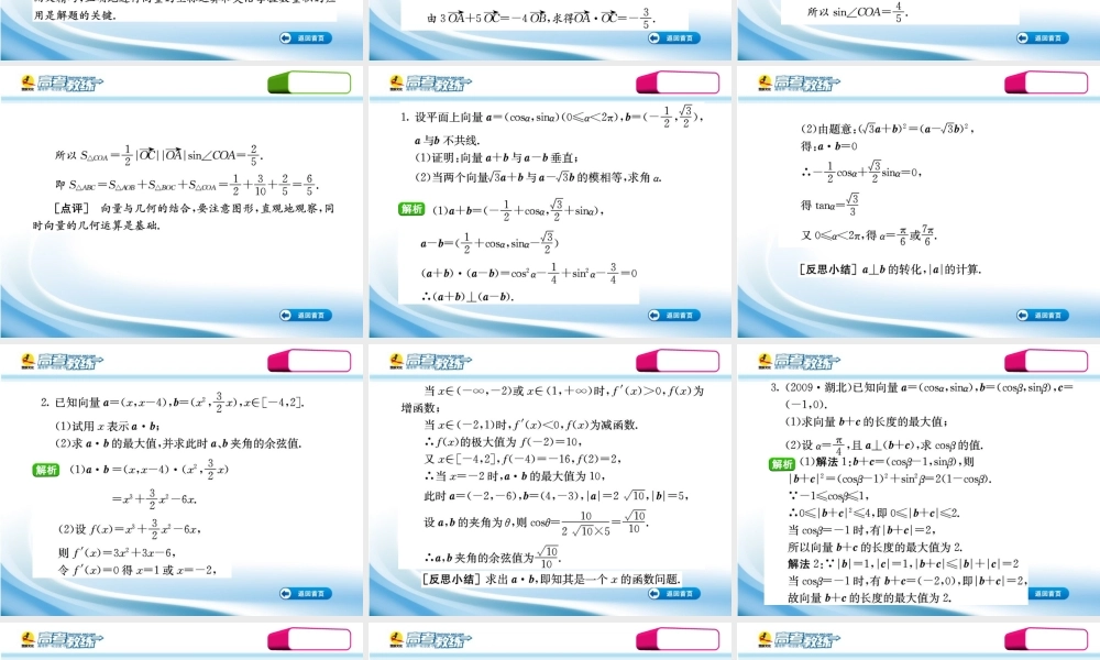 高三数学第一轮复习(高考教练)考点44 向量的综合应用(理科)课件