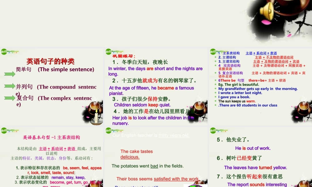 高中英语 英语基本句型及成分课件 新人教版必修2 课件