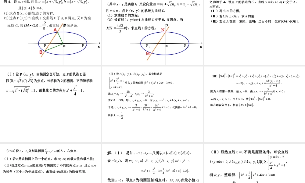 高考数学一轮复习课件：11.7直线与椭圆的位置关系 课件