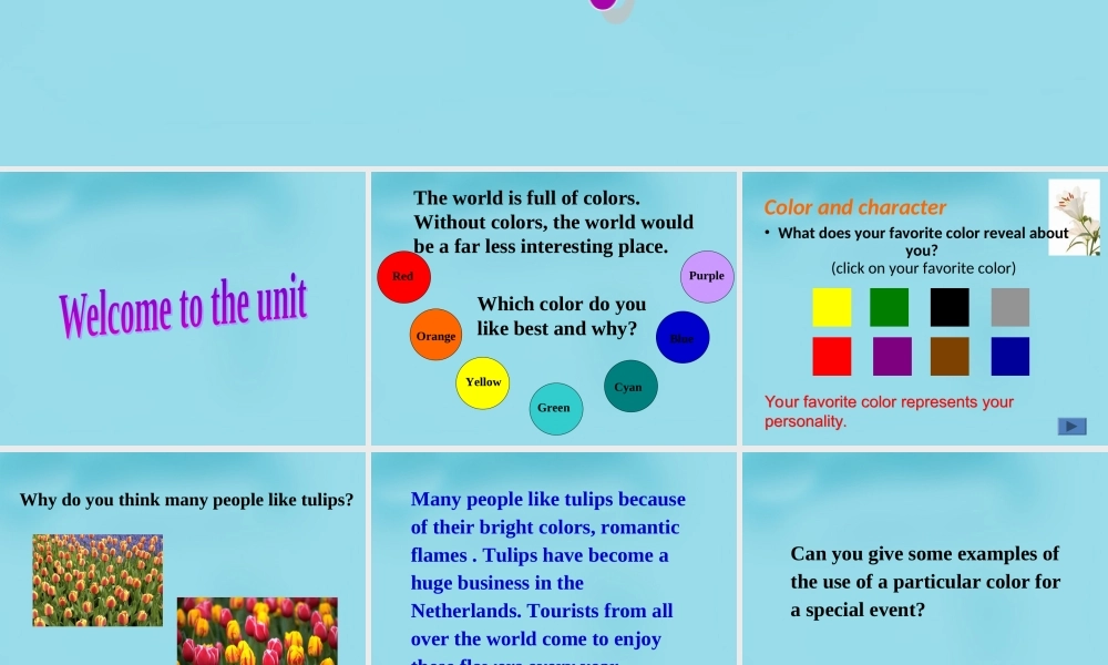 高中英语(Unit3 The meaning of colour)Welcome to the unit课件 牛津译林版选修9 课件