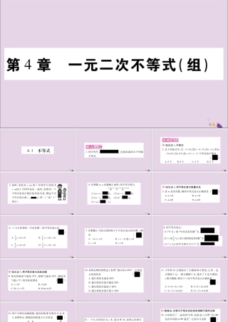 秋八年级数学上册 第4章 一元一次不等式(组)4.1 不等式习题课件 (新版)湘教版 课件