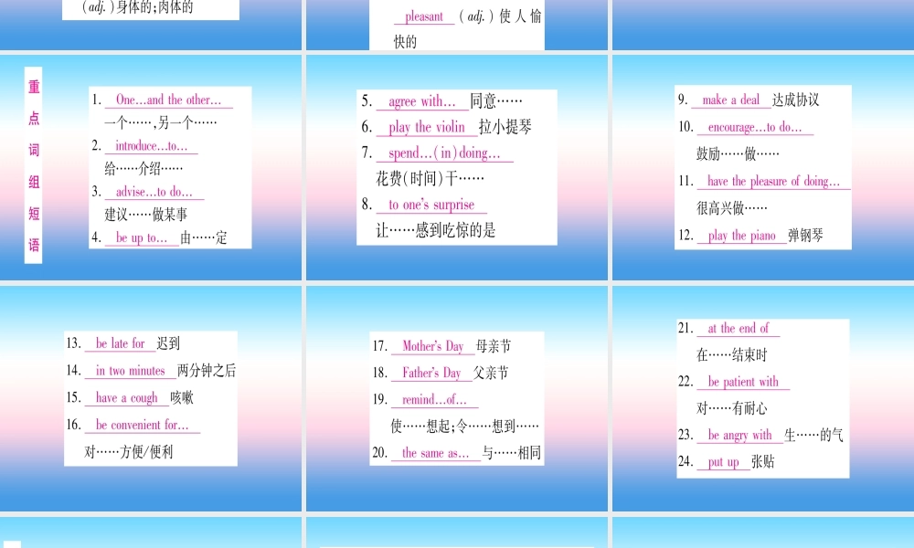 甘肃省中考英语 第一篇 教材系统复习 考点精讲5 八上 Units 1 2课件 (新版)冀教版 课件