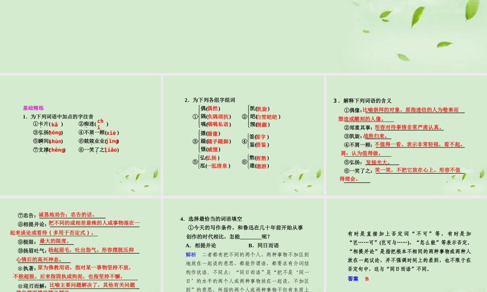高中语文 第21课 作为偶像课件