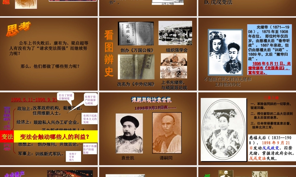 江苏省苏州工业园区十中八年级历史上册 第七课 戊戌变法 课件 北师大版 课件