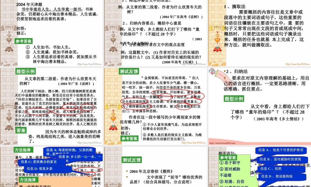 语文高考专题复习 文学作品阅读 试题