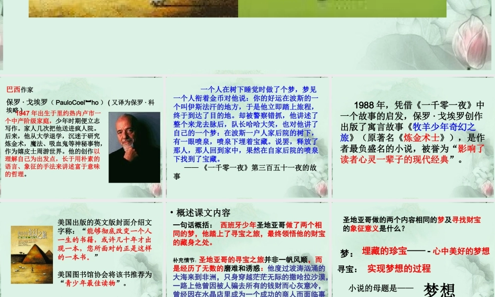 高二语文(炼金术士)课件 新人教版 课件