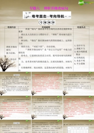 高考语文一轮复习 第一部分 专题六 辨析并修改病句课件 新人教版 课件