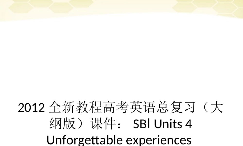 高考英语总复习 Units 4 Unforgettable experiences课件 大纲人教版 课件