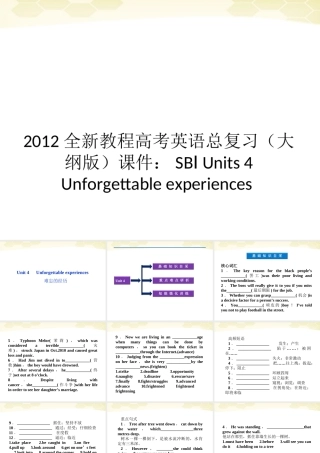 高考英语总复习 Units 4 Unforgettable experiences课件 大纲人教版 课件